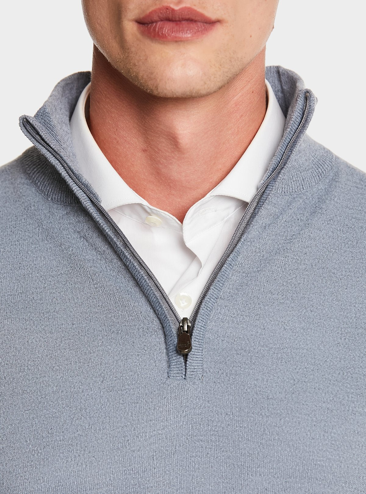 Maglia Mezza Zip Tinta Unita Grigio