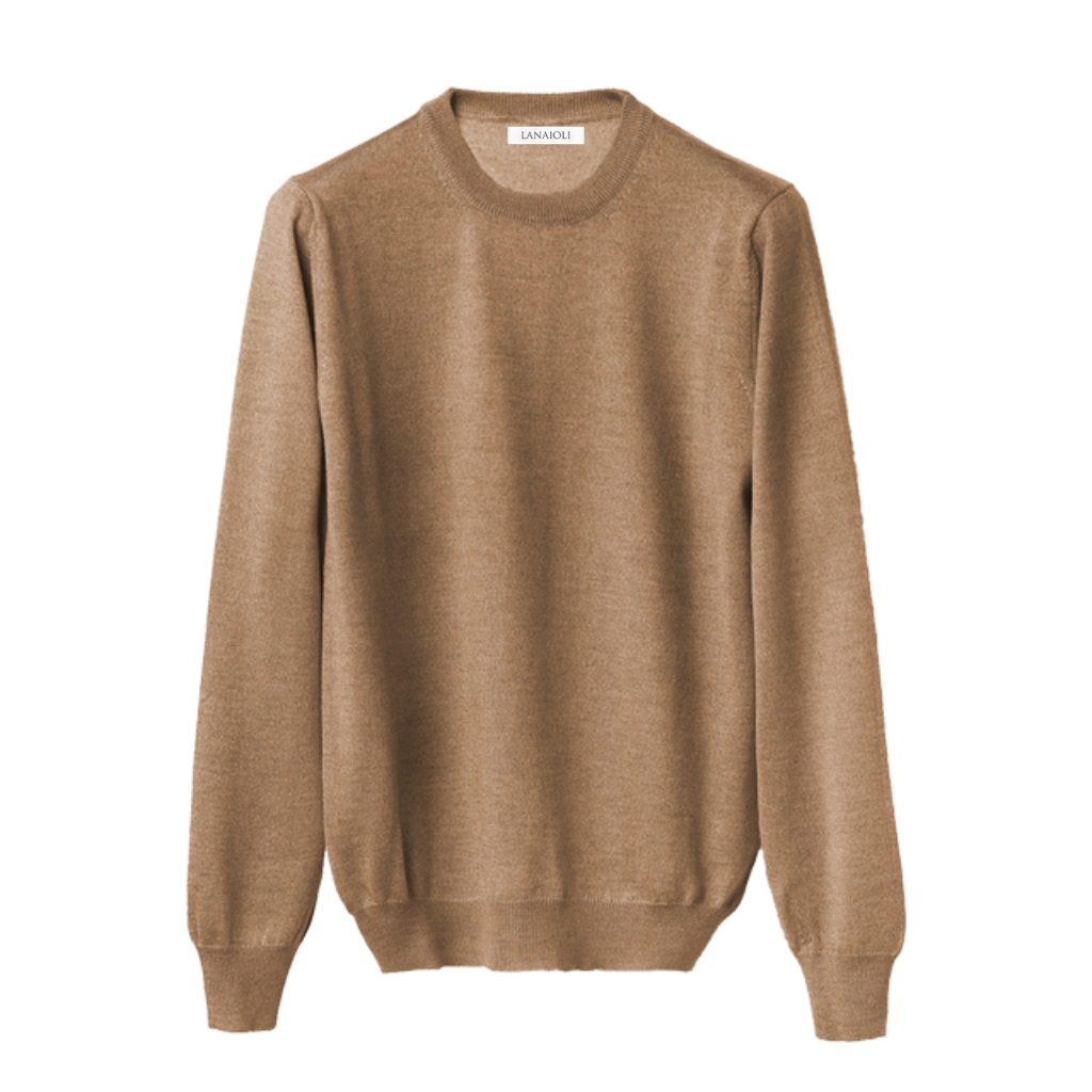 Maglione girocollo da uomo in cashmere, seta e misto lana merino extrafine