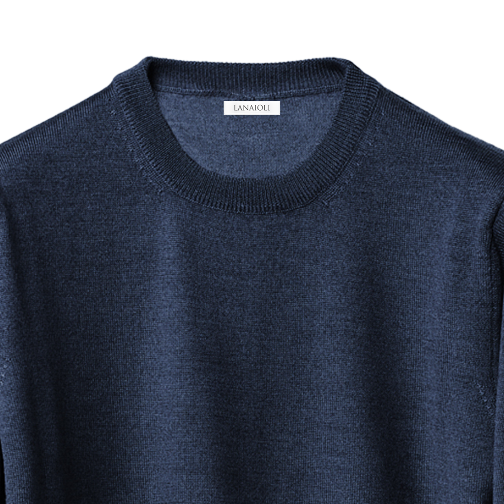 Maglione girocollo da uomo in cashmere, seta e misto lana merino extrafine